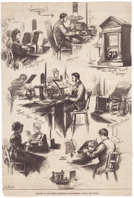 Sketches at the Central Telegraph Establishment, General Post Office